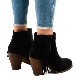 Bottines boho en daim noir sur le poteau FY8333 le noir 3