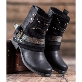 SHELOVET Bottes Avec Strass le noir 1