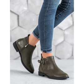 SHELOVET Bottines Chelsea vertes à strass 2