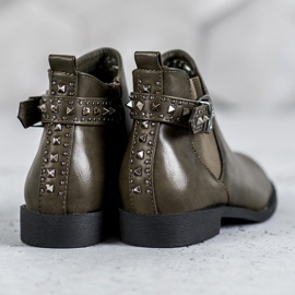 SHELOVET Bottines Chelsea vertes à strass 1