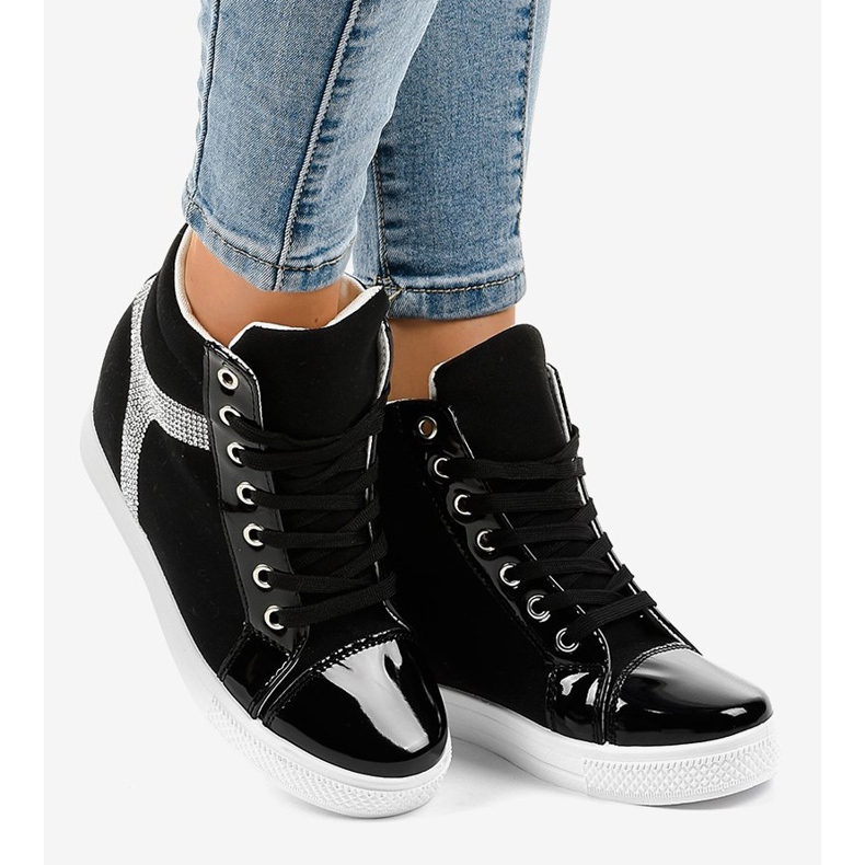 Baskets compensées noires à sequins AN2959 le noir 2