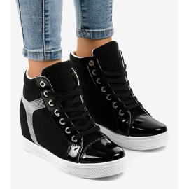 Baskets compensées noires à sequins AN2959 le noir 1