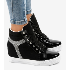 Baskets compensées noires à sequins AN2959 le noir 3