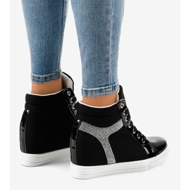 Baskets compensées noires à sequins AN2959 le noir 4