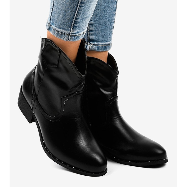 Bottines noires avec une fermeture éclair L893-2 le noir 1