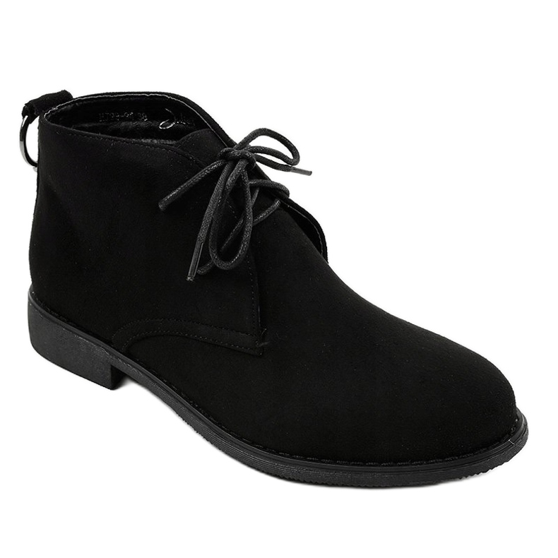 Bottines en daim noir à talons plats HJ99-94 le noir 1