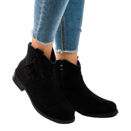 Bottines plates femme noires à franges YS476 le noir 1
