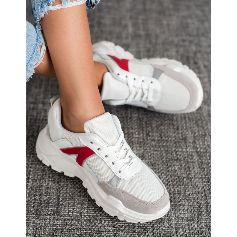 SHELOVET Baskets de sport blanche rouge multicolore 2
