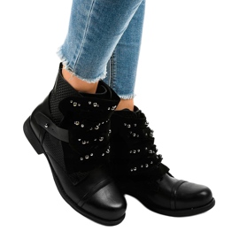 Bottes noires pour femmes ornées d'une fermeture éclair F1611 le noir 1
