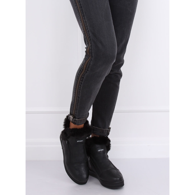 Baskets montantes noires avec fourrure W19-29 Noir le noir 2