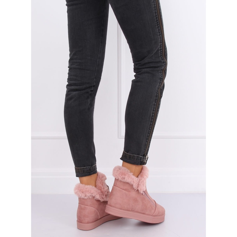Baskets montantes roses avec fourrure W19-29 Rose 2