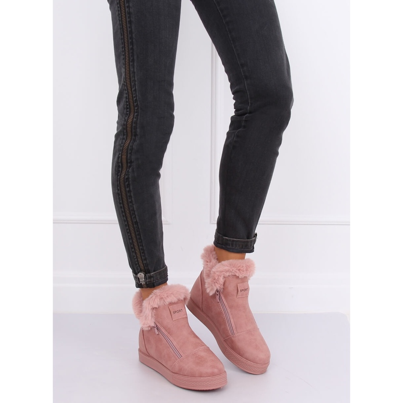 Baskets montantes roses avec fourrure W19-29 Rose 1