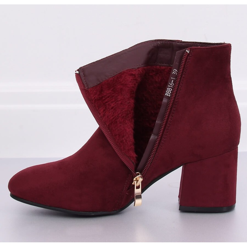 Bottines à talons bordeaux B8816-1 Wine rouge 1
