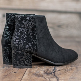 Filippo Bottines en daim à fleurs le noir 4