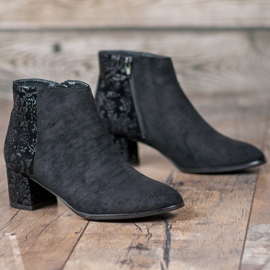 Filippo Bottines en daim à fleurs le noir 5