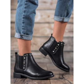 SDS Bottines Noires Avec Perles 1