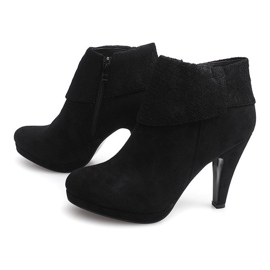 Bottes élégantes sur un talon haut en dentelle 6-67 noir le noir 1 Bottes élégantes sur un talon haut en dentelle 6-67 noir le noir 1