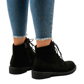Bottines à lacets en daim noir HJ99-103 le noir 3