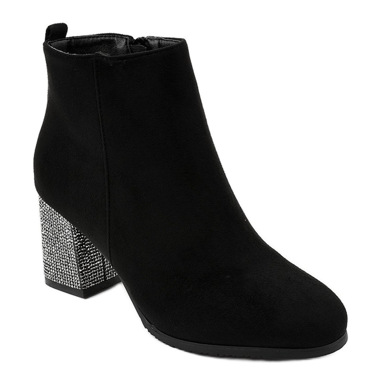 Bottines en daim noir sur le poteau DS00055 le noir 1