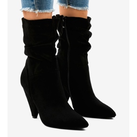 Bottines en daim noir sur le poteau LS5062 le noir 1