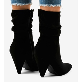 Bottines en daim noir sur le poteau LS5062 le noir 4