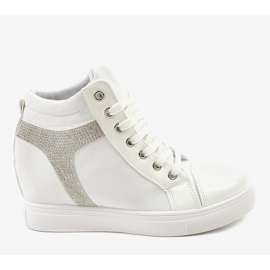 Baskets compensées blanches à sequins AN2959 2