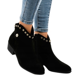 Bottines en daim noir ornées de JH356 le noir 1