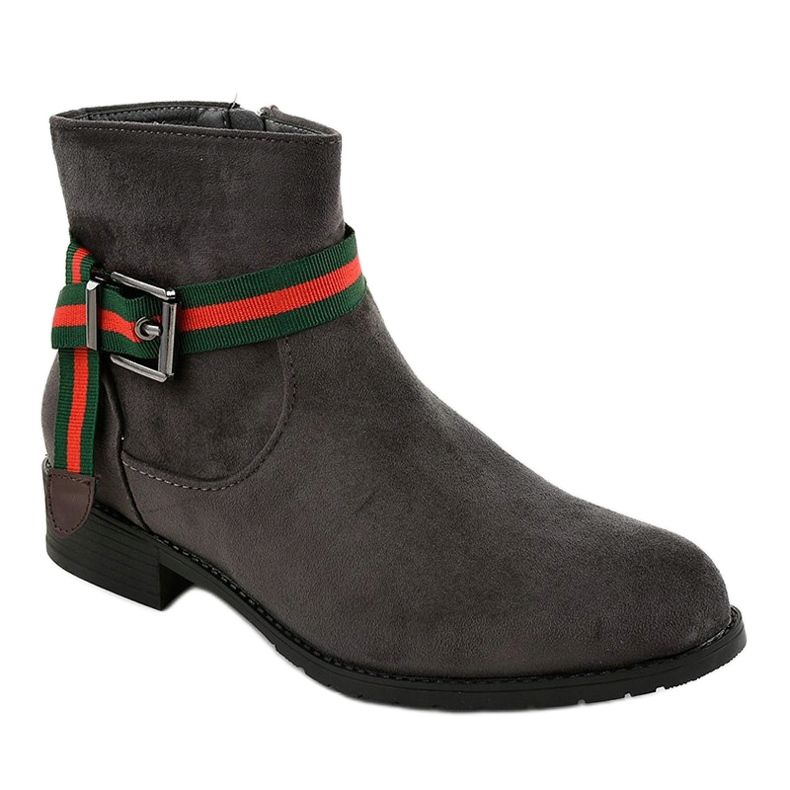 Bottes en daim gris sur le poteau avec une boucle 6119 1