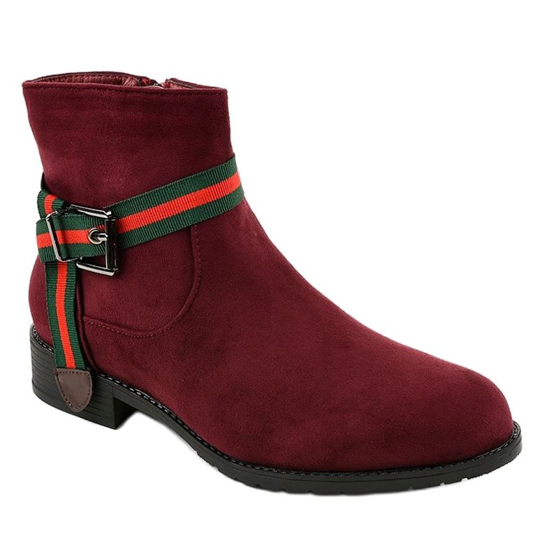 Bottes en daim marron sur le poteau avec une boucle 6119 rouge 1