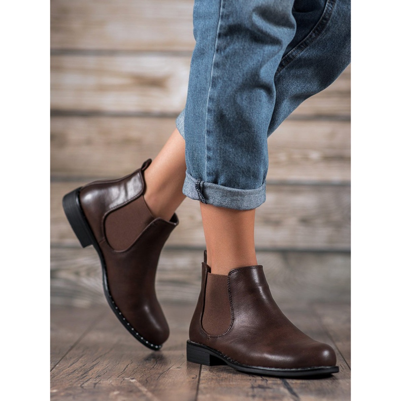 Small Swan Bottines Chelsea classiques brun 1