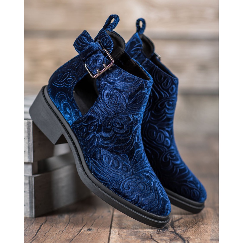 Corina Bottes en velours le noir bleu 1