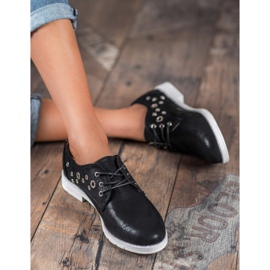 SHELOVET Chaussures nouées avec cuir écologique noir 1