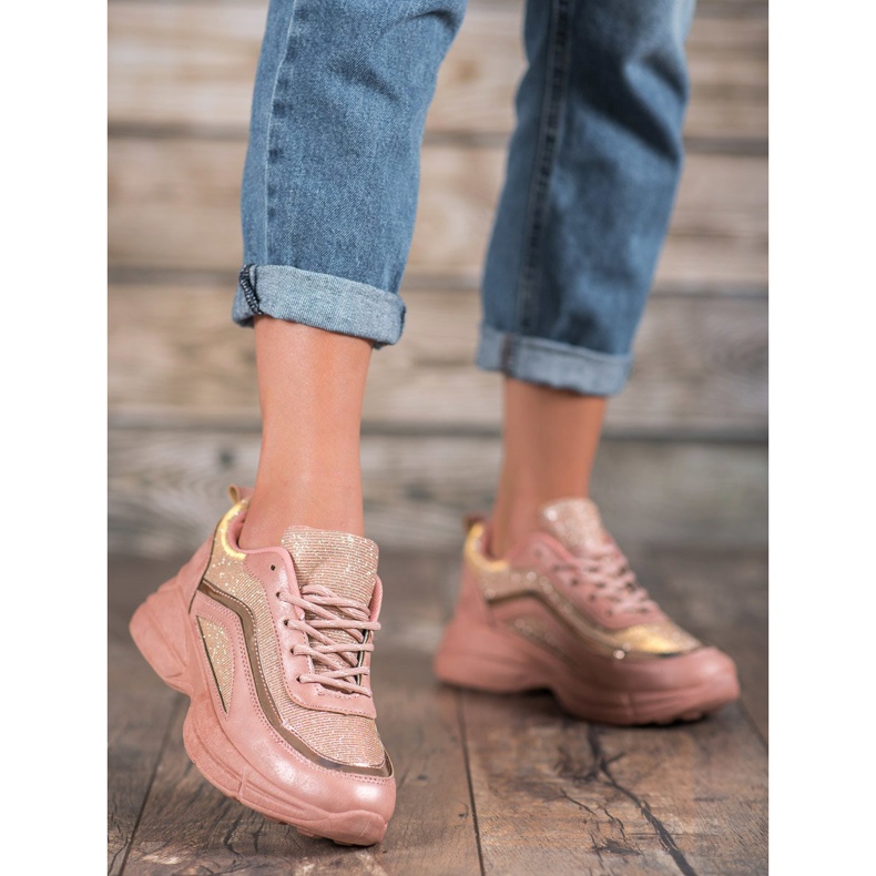 SHELOVET Chaussures de sport brillantes rose 2