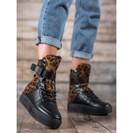 Diamantique Bottes hautes à imprimé léopard brun le noir 1 Diamantique Bottes hautes à imprimé léopard brun le noir 1