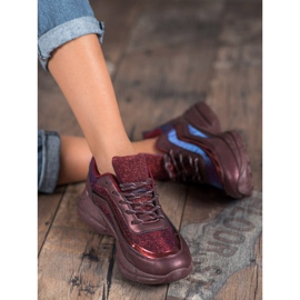 SHELOVET Chaussures de sport brillantes rouge 2