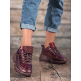 SHELOVET Chaussures de sport brillantes rouge 1