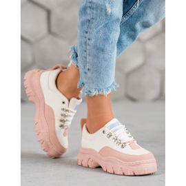 SHELOVET Chaussures de sport à lacets rose 1