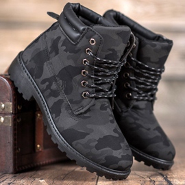 Marquiz Trappeurs à lacets Moro noir gris 1