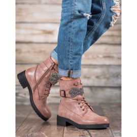 Super Me Bottines à lacets avec ornement rose 2 Super Me Bottines à lacets avec ornement rose 2