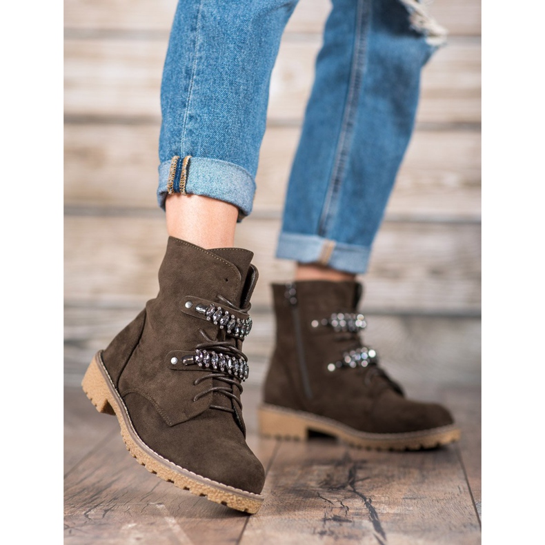 Bestelle Trappeurs avec des cristaux multicolore vert 2