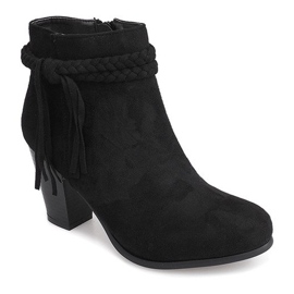 Bottines En Daim Sur Une Barre Franges B324 Noir 1