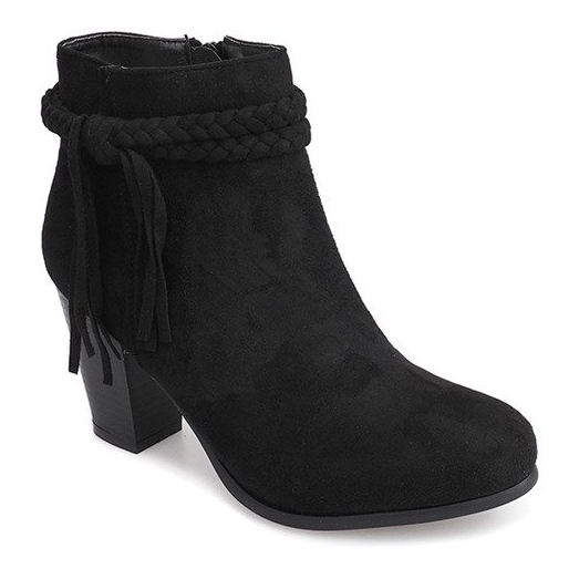 Bottines En Daim Sur Une Barre Franges B324 Noir le noir 1