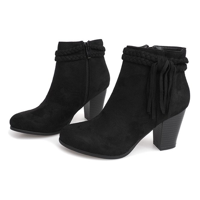 Bottines En Daim Sur Une Barre Franges B324 Noir le noir 2