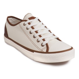 Baskets blanches XNO1 brun 1