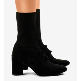 Bottines en daim noir sur le poteau LL-102P le noir 2