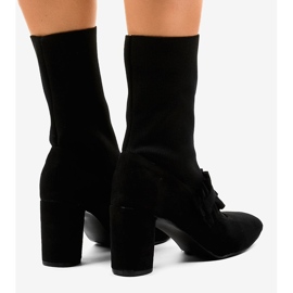 Bottines en daim noir sur le poteau LL-102P le noir 3