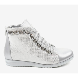 Bottines à lacets argentées avec fermeture éclair TL-21 gris 2