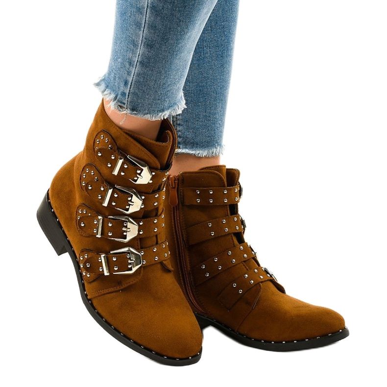 Boots femme marron avec boucles A-167 brun 1 Boots femme marron avec boucles A-167 brun 1