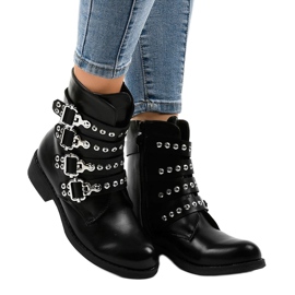 Bottines plates femme noires à boucles JW9 le noir 1