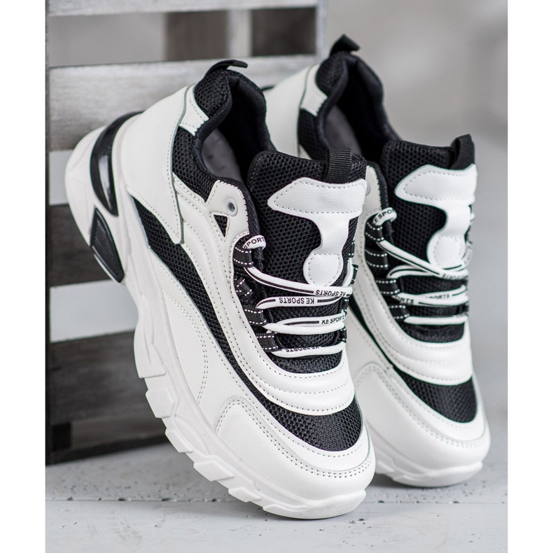 SHELOVET Baskets mode blanc noir 2